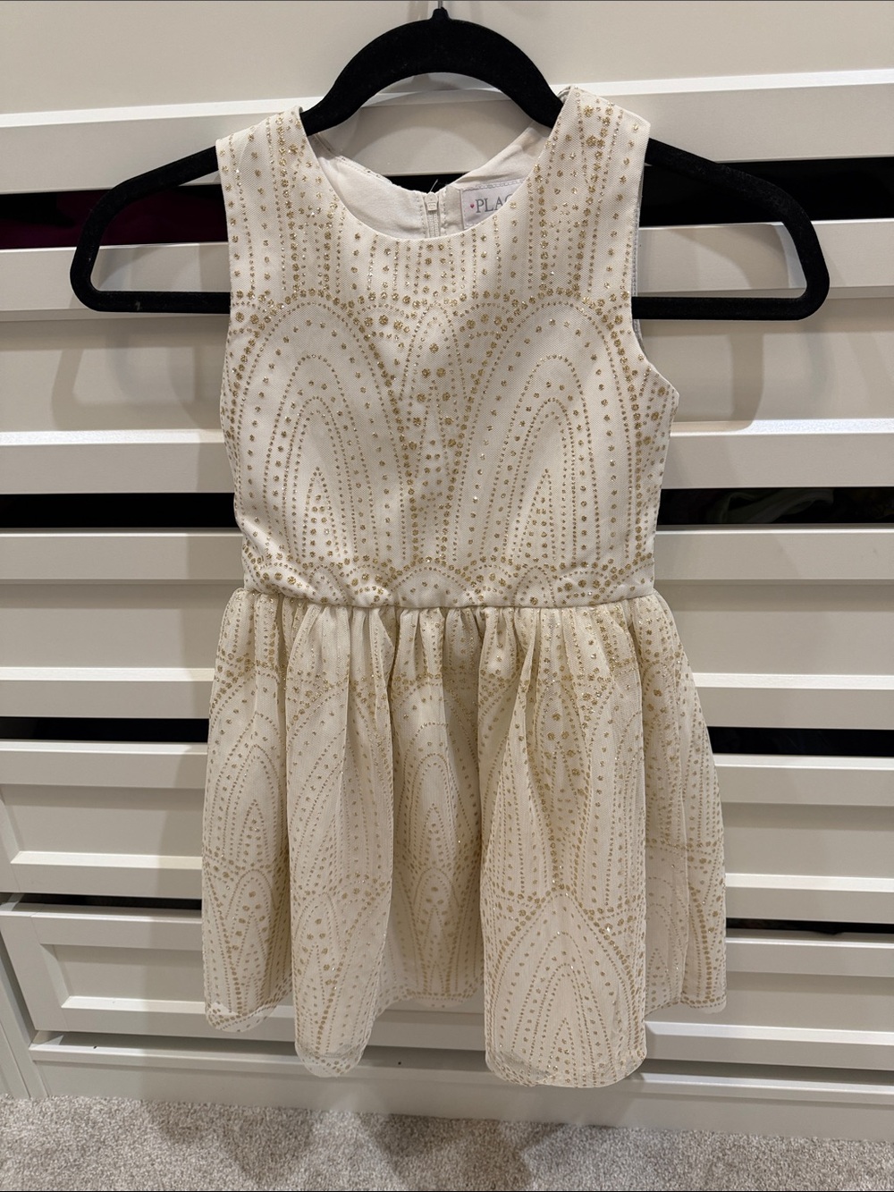 Girls' Cream & Gold Sparkle Party Dress